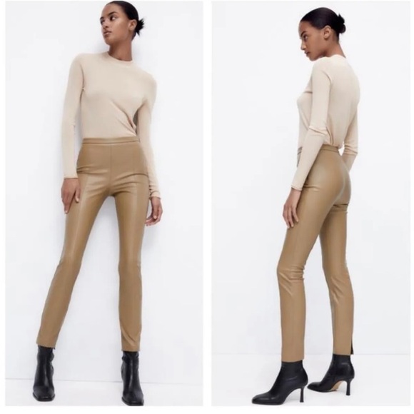 NWT ZARA Faux Leather Pants size Small - Picture 1 of 11